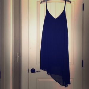 WHBM navy asymmetrical cocktail dress